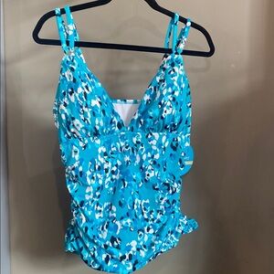 Plus Size Swim Solutions Tummy Control Swimsuit Tankini Top 18 New